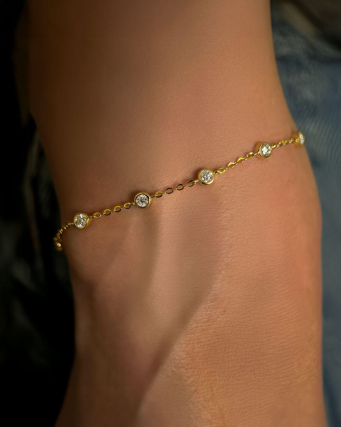Elora Glint - Dainty Diamond Gold Bracele