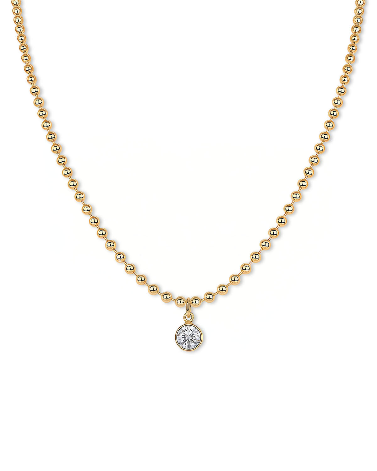 Serene Note – Lab Solitaire Diamond Beaded Necklace