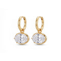 Dual Gleam – Georgian Cut-Down Oval Lab-Grown Diamond Huggie Drop Earrings