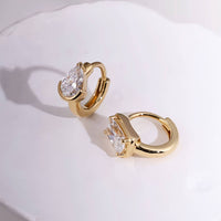 Dual Gleam – Pear & Radiant Diamond Huggie Earrings