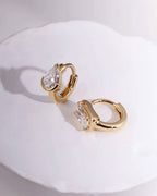 Dual Gleam – Pear & Radiant Diamond Huggie Earrings