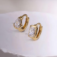 Dual Gleam – Pear & Radiant Diamond Huggie Earrings