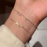 Luna Grace – 7 Diamonds Gold Bead Bracelet