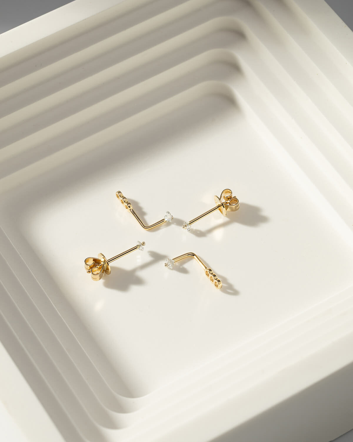 Marwen L-Shape Diamond Stud Earrings