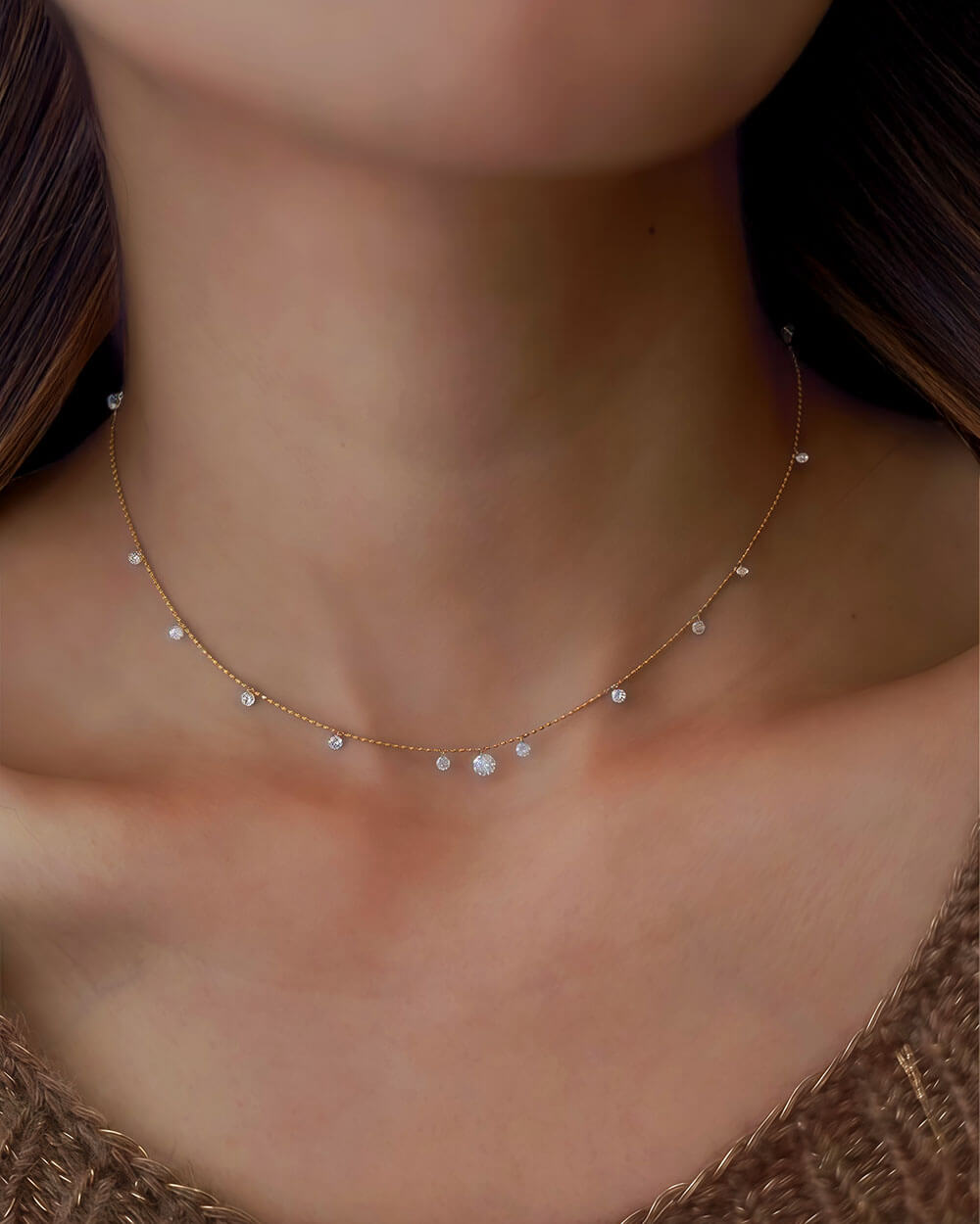 Stella Flow – 11 Diamonds Bead Necklace