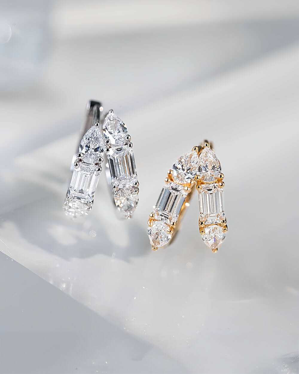 Sora Embrace – Emerald & Pear Cut Huggie Earrings