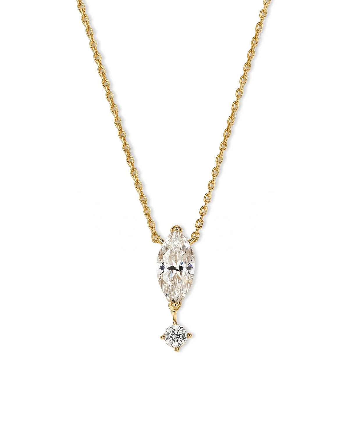 Stellar Drop – Marquise & Round Diamond Pendant Necklace