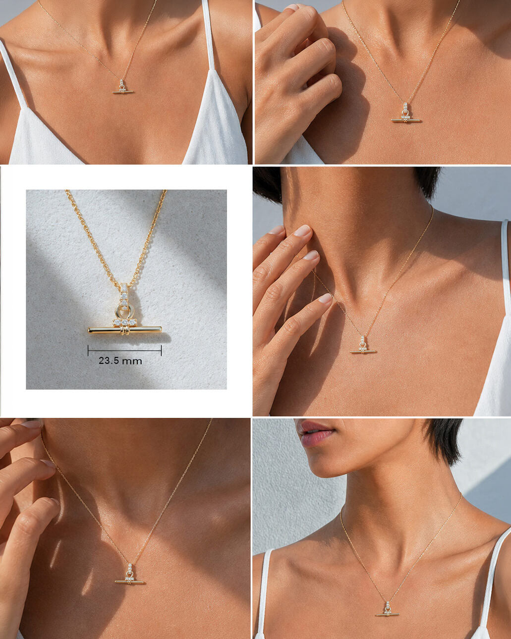 Vela Princess Lab Diamond T Bar Pendant