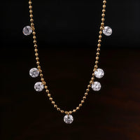 Luna Grace – 7 Diamonds Gold Bead Bracelet