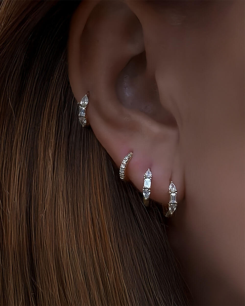 Sora Embrace – Emerald & Pear Cut Huggie Earrings