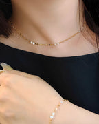 Celeste Drilled Diamond Sequin Chain Necklace