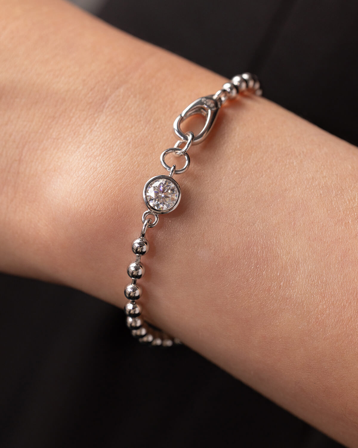 Kiora Bezel Diamond Bead Bracelet