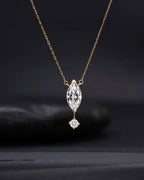 Stellar Drop – Marquise & Round Diamond Pendant Necklace