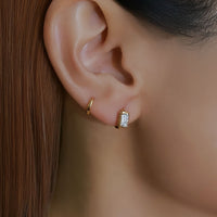 Dual Gleam – Pear & Radiant Diamond Huggie Earrings