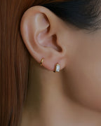 Dual Gleam – Pear & Radiant Diamond Huggie Earrings