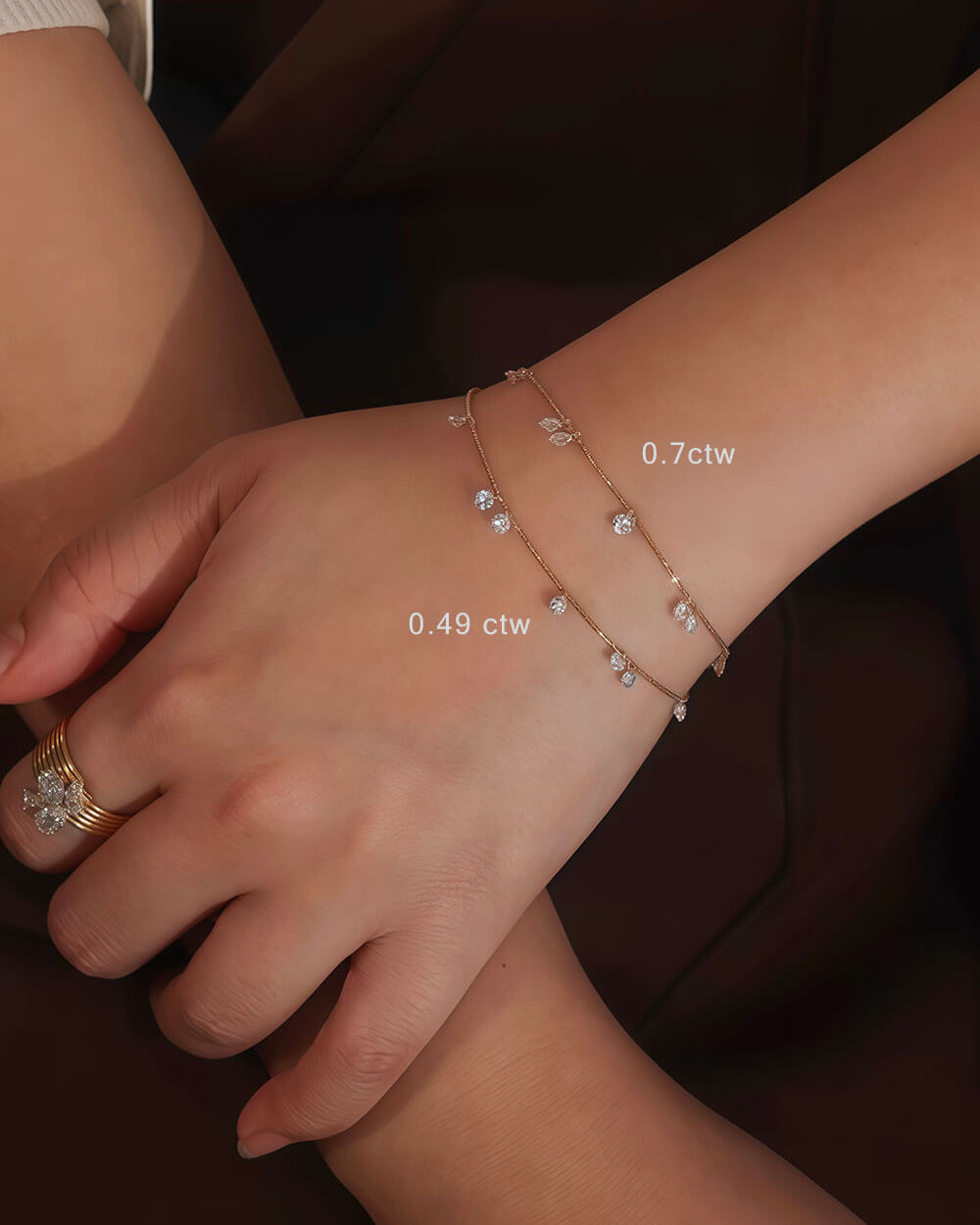 Luna Grace – 7 Diamonds Gold Bead Bracelet