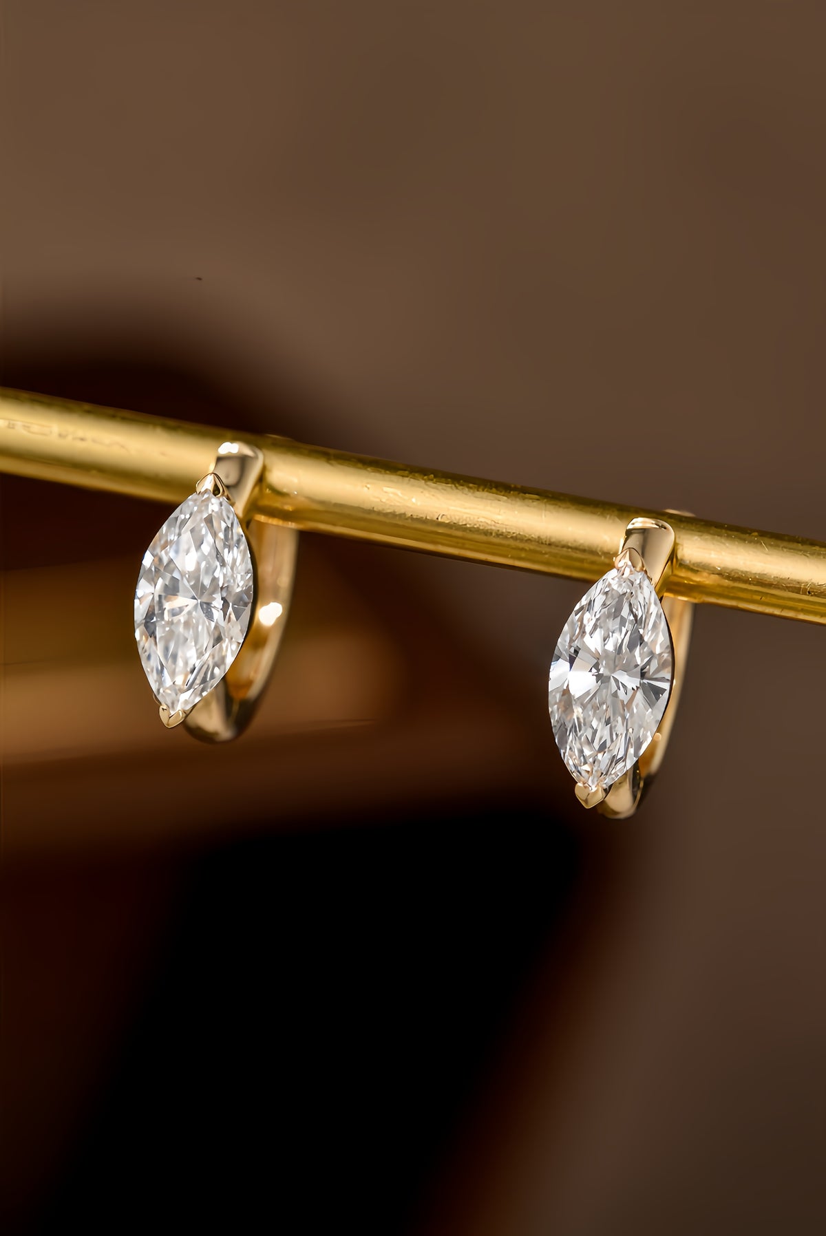 Dual Gleam – Pear & Marquise Diamond Huggie Earrings