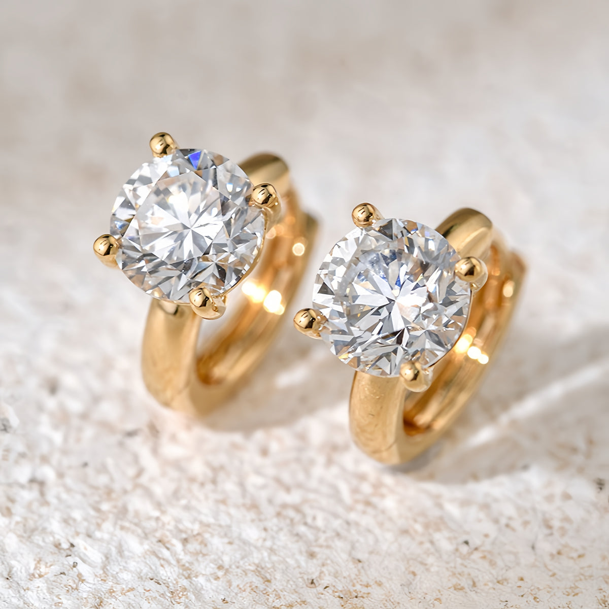 Round Diamond Huggie Earrings