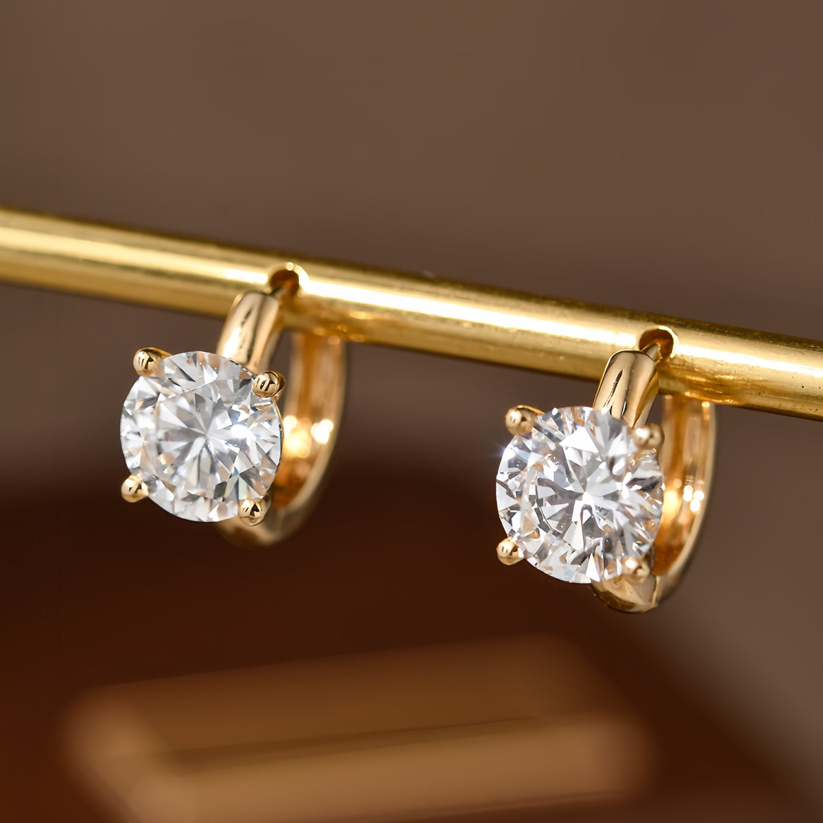Round Diamond Huggie Earrings